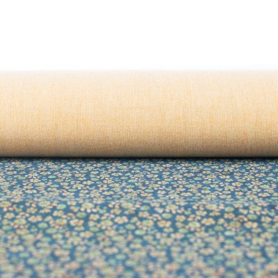 Delicate Floral Sprinkle on Teal Cork Fabric Design COF-488