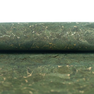 Green and Gold Verdant Terrain Cork Fabric COF-494