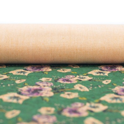 Flower Green Pattern Cork Fabric COF-351-A