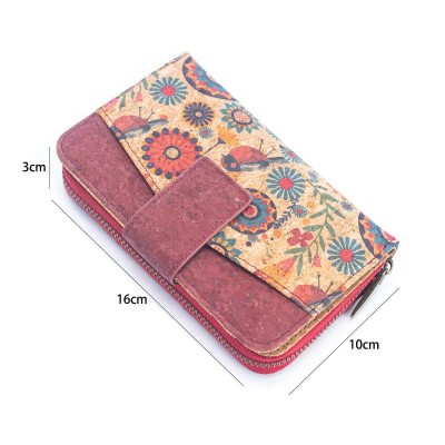 Cork Women's Rose&Plant Card Holder Mini-Flap Printed Wallet –BAG-2245