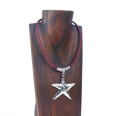 Colored cork with Star handmade cork necklace N-209-MIX-5