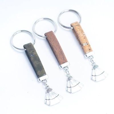 cork with shell Pendant handmade keychain I-073-MIX-10