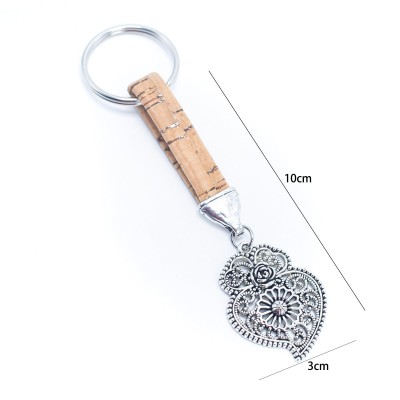 colored cork cord and pendant handmade cork keychain  I-018-MIX-10