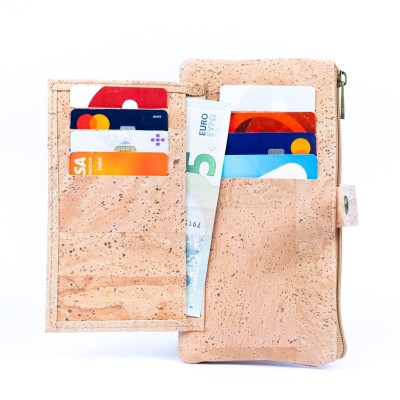 Cork Women&#39;s Long Wallet & Card Holder v káva Bean Design BAG-2261-EF