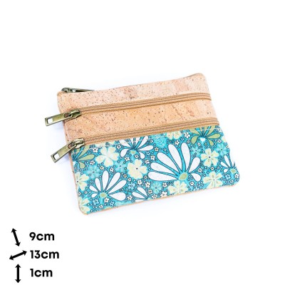 Chic Printed Cork Mini Wallet with Triple Zippers for Women BAG-2327