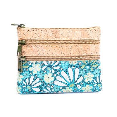 Chic Printed Cork Mini Wallet with Triple Zippers for Women BAG-2327