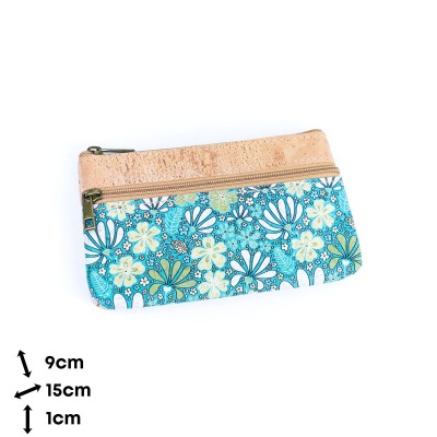 Chic Dual-Zipper Printed Cork Wallet for Women BAG-2328