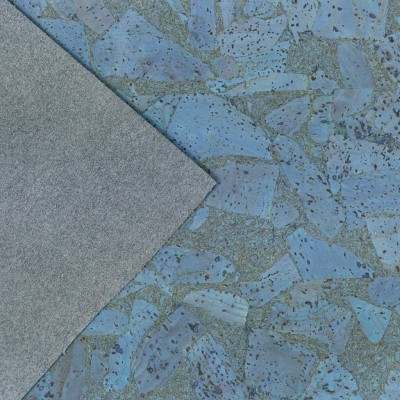 Blue-Gray Cork Fabric in Block Style , 0.86 Thickness COF-590