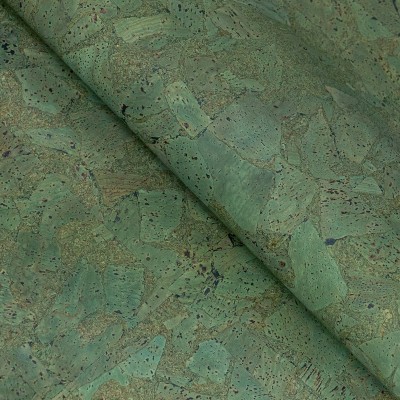 Natural Green Cork Fabric with Abstract Pattern COF-594