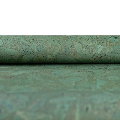 Natural Green Cork Fabric with Abstract Pattern COF-594