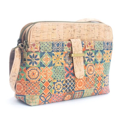 Flash Sale-Cork Women's Printed Crossbody Bag Three Pocket BAGF-034