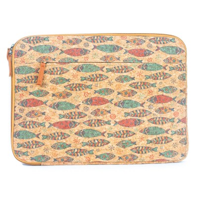 Flash Sale Natural Cork and Printed Notebook Laptop Sleeve - BAGF-074