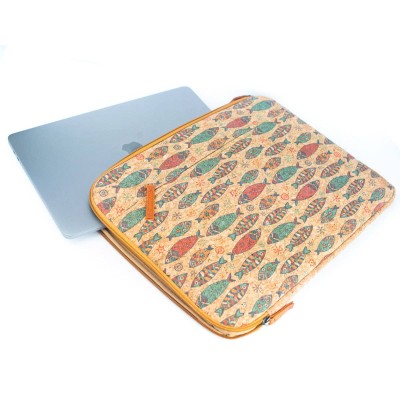 Flash Sale Natural Cork and Printed Notebook Laptop Sleeve - BAGF-074