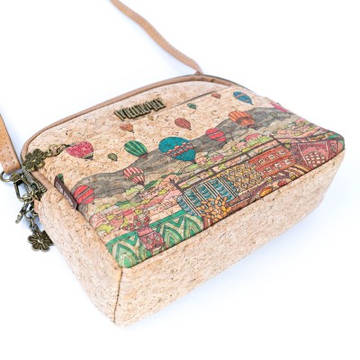 Versatile Cork Crossbody & Clutch Bag with City Landmark Designs BAGF-105