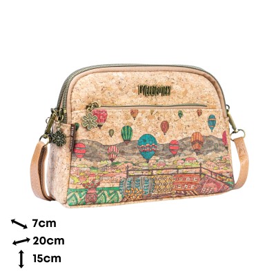 Versatile Cork Crossbody & Clutch Bag with City Landmark Designs BAGF-105