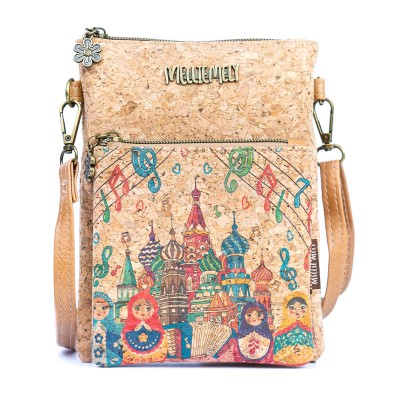 Cork Crossbody & Phone Bag with City Landmark Designs BAGF-095