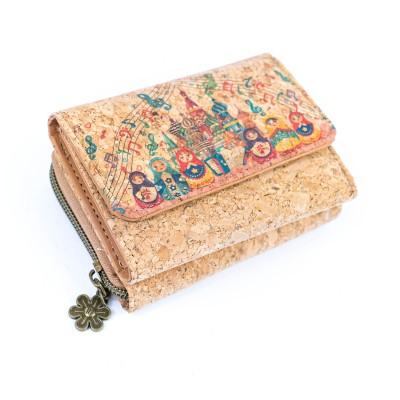 Women's Cork Wallet with City Landmarks Print BAGF-093