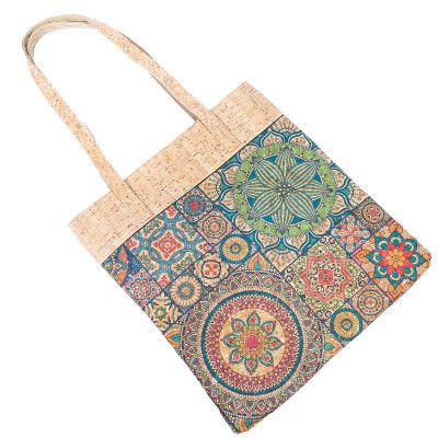 Mandala Print Cork Women's Tote Shopping Bag