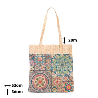 Mandala Print Cork Women's Tote Shopping Bag