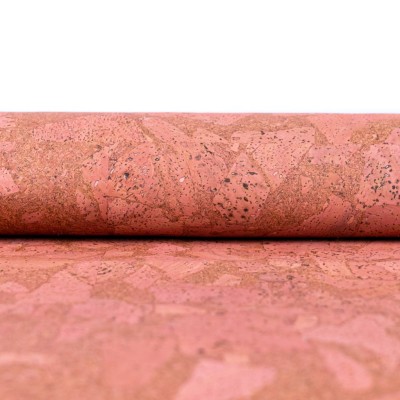 Natural Pink Cork Fabric with Abstract Pattern COF-601