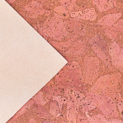 Natural Pink Cork Fabric with Abstract Pattern COF-601