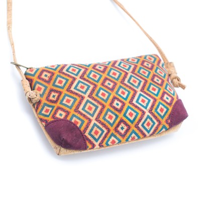 Colorful Geometric Pattern Cork Crossbody Bag with Adjustable Strap BAGD-341-G