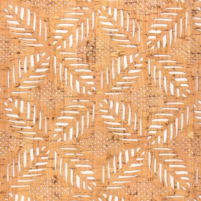 Laser-Cut Cork Fabric with Leaf Motif Design - 1.2mm Thickness COF-416