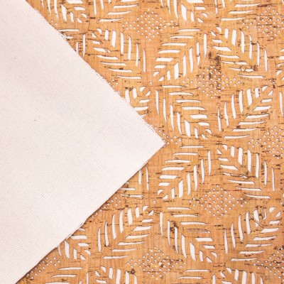 Laser-Cut Cork Fabric with Leaf Motif Design - 1.2mm Thickness COF-416