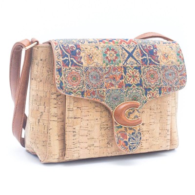 Flash Sale Natural Cork Magnetic Closure Floral Crossbody Bag for Women BAGF-049