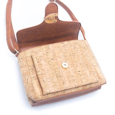 Flash Sale Natural Cork Magnetic Closure Floral Crossbody Bag for Women BAGF-049