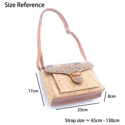 Flash Sale Natural Cork Magnetic Closure Floral Crossbody Bag for Women BAGF-049