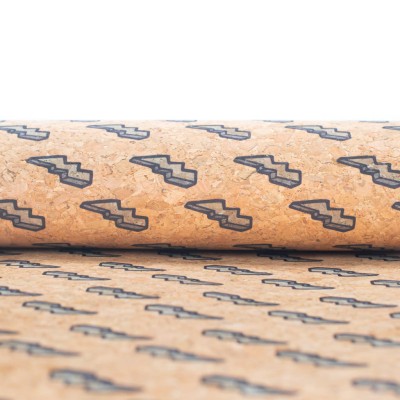 END OF COLLECTION Thunderbolt printed cork fabric COF-406-C