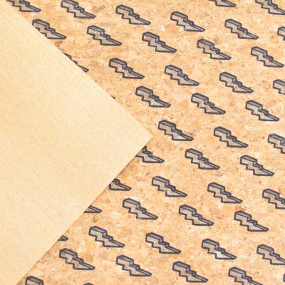 END OF COLLECTION Thunderbolt printed cork fabric COF-406-C