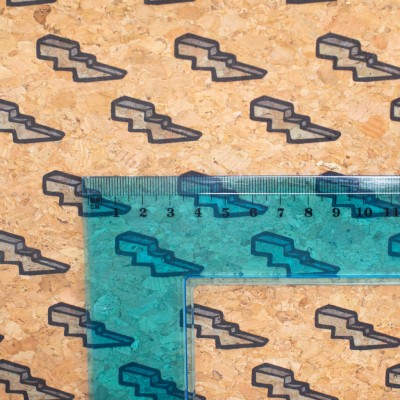 END OF COLLECTION Thunderbolt printed cork fabric COF-406-C