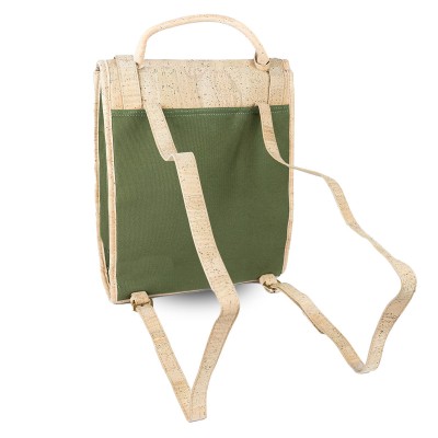 Eco-Friendly Cork and Green Canvas Backpack for Women BAG-2317