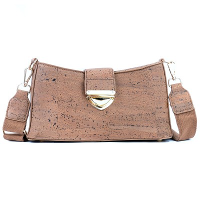 Chic Cork Crossbody Bag with Gold Clasp and Cotton Strap for Women BAG-2320