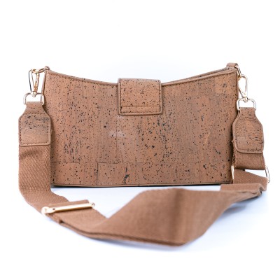 Chic Cork Crossbody Bag with Gold Clasp and Cotton Strap for Women BAG-2320