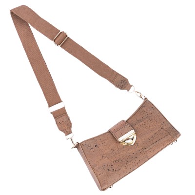 Chic Cork Crossbody Bag with Gold Clasp and Cotton Strap for Women BAG-2320