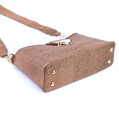 Chic Cork Crossbody Bag with Gold Clasp and Cotton Strap for Women BAG-2320