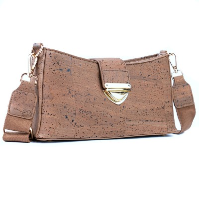 Chic Cork Crossbody Bag with Gold Clasp and Cotton Strap for Women BAG-2320