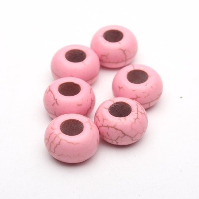 20 pz Ciondoli in Zama per cinturino in sughero da 5 mm, pietra rosa, perline con foro grande, accessori per gioielli, component