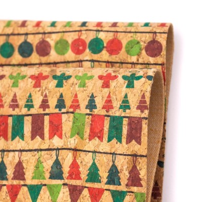 Natural cork Christmas Fabric Collection Christmas pattern COF-326