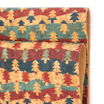 Natural cork Christmas Fabric Collection Christmas tree pattern COF-331