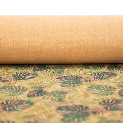 Green leaves pattern Cork fabric COF-373