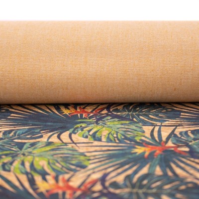 Palm leaves. Seamless floral pattern summer Cork fabric COF-376