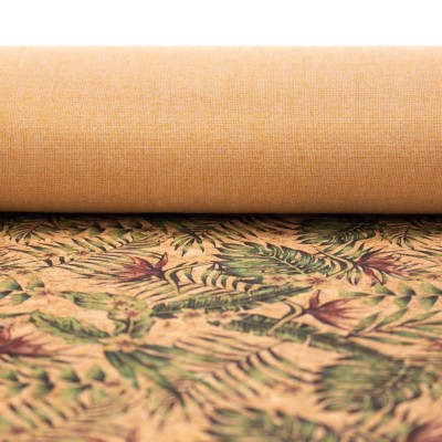 Palm leaves. Seamless floral pattern summer Cork fabric COF-377