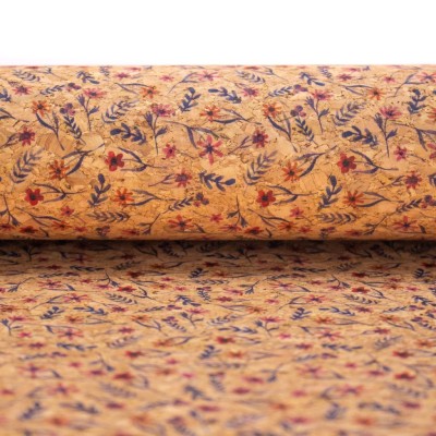 Flowers and grass pattern Cork fabric COF-390