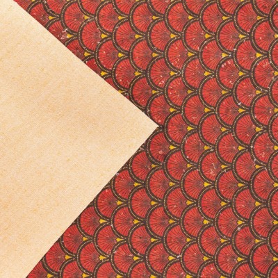 Red fan leaf patterned Cork Fabric COF-290