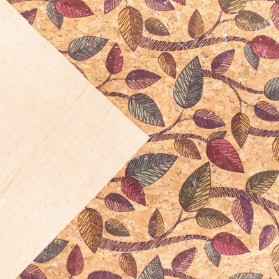 Colorful Leaves Natural Cork Fabric COF-204-A