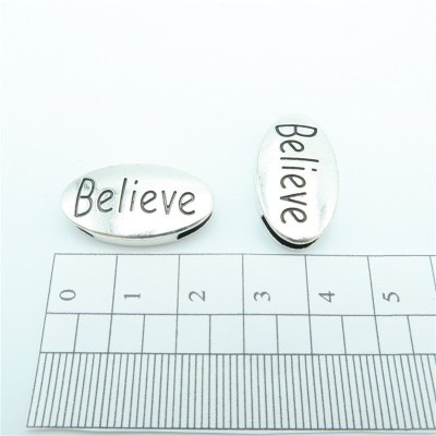 10 Pcs For 10mm flat leather,Antique Silver ‘Belive' bead jewelry supplies jewelry finding D-1-10-17